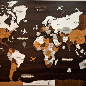 Mapa sveta 3D 140x90 sa podlogom