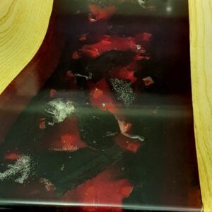 Epoxy Trpezarijski sto  Jasen/crveni ugalj 92x201 cm -40% za gotovinu