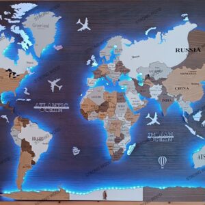Led mapa sveta 250x150 cm 3D