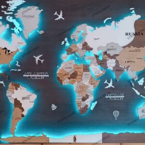 Led mapa sveta 140x90 3D