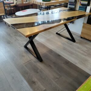 Epoxy sto Hrast/ crni metalik 90x181 cm          -40% za gotovinu