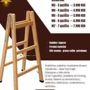Drvene merdevine 3/7 prečaga EN-131 standard